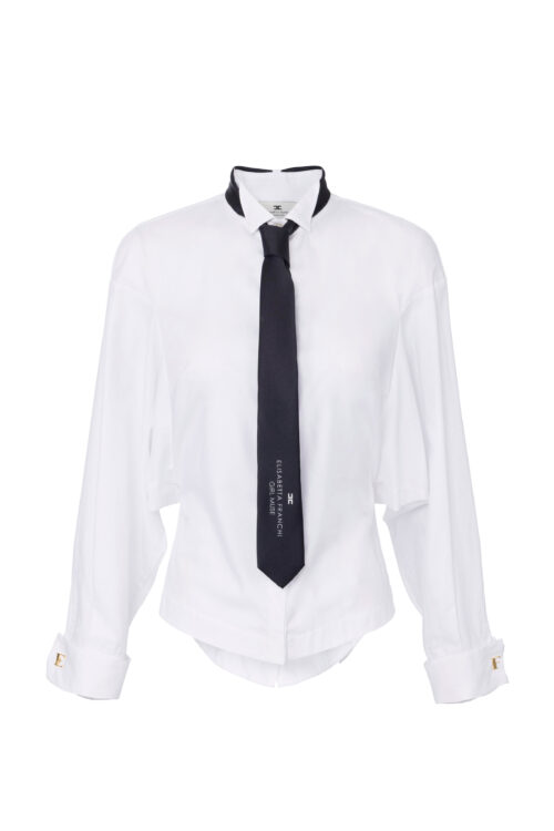 Cotton Poplin Shirt With Tie