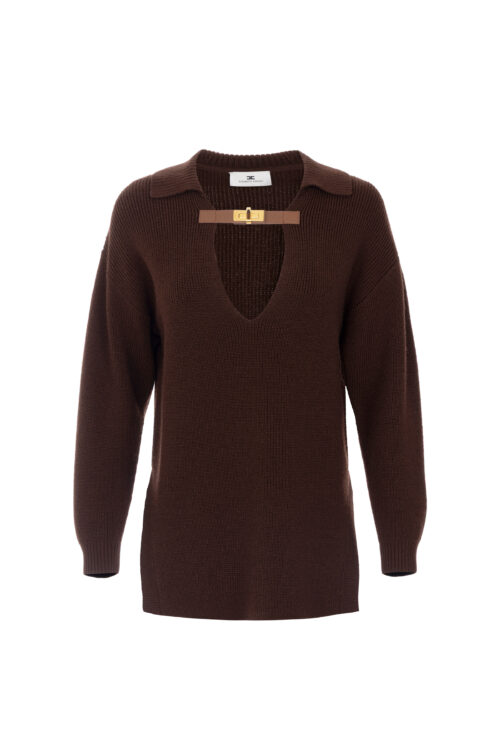 Wool Blend Jumper With Jewel Strap
